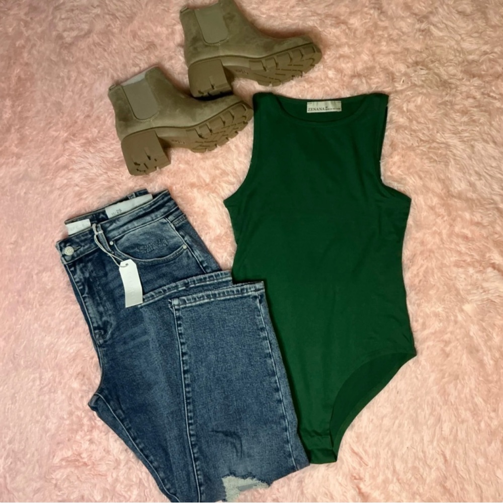 Green Sleeveless Bodysuit